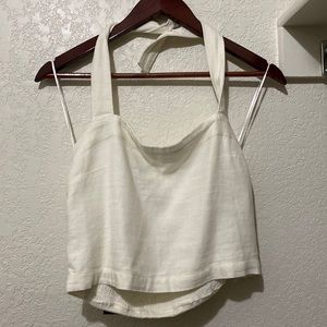 White linen halter top